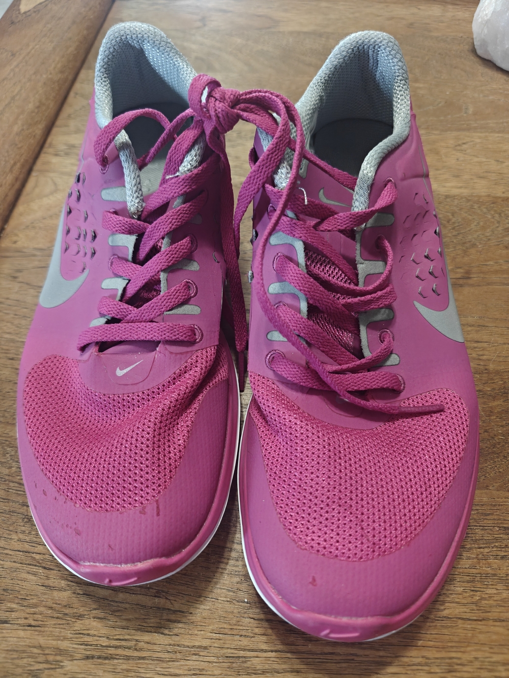Nike Women's Hot Pink Athletic Training Sneakers with Gray Accents